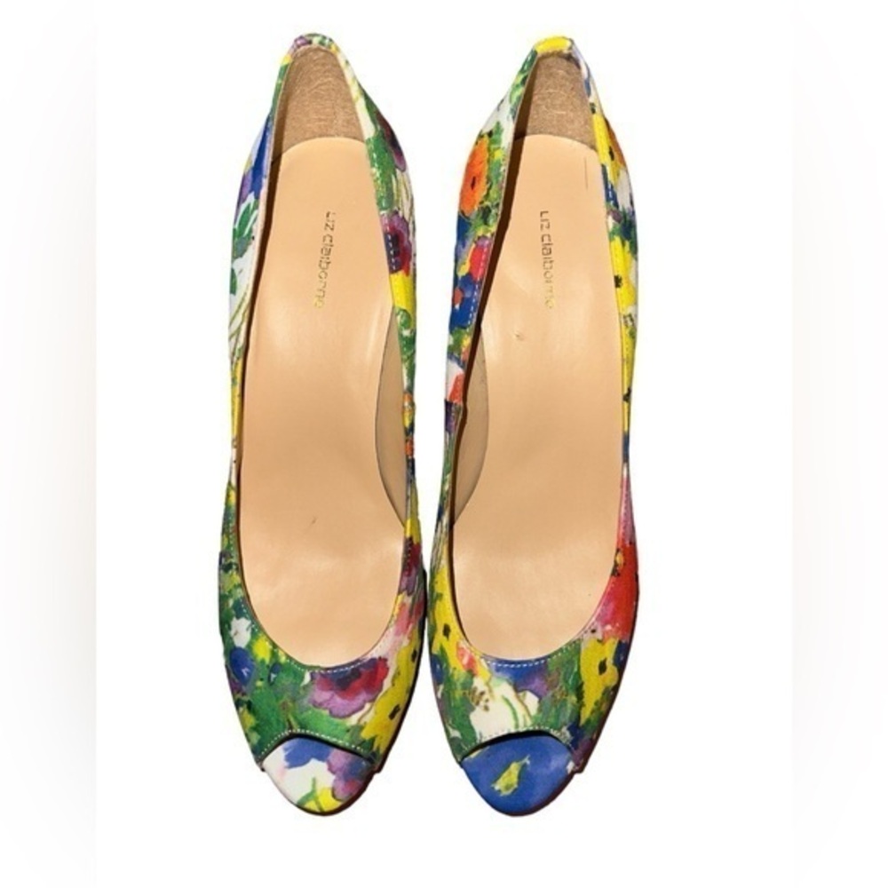 EUC Liz Claiborne Floral Peep Toe 3.25” Pumps, size 10M